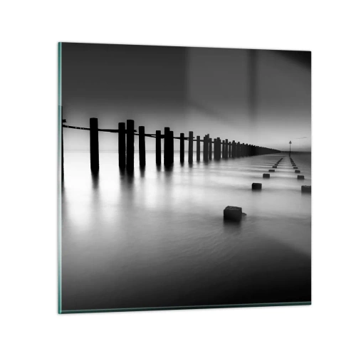 Schilderen op glas - Grijze verte in de mist - 30x30 cm