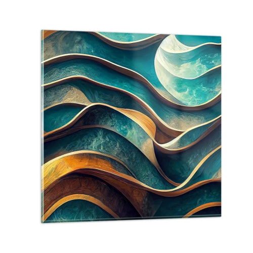 Schilderen op glas - Meanders van blauw - 70x70 cm