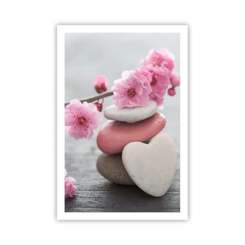 Poster - Gelukzaligheid met een kersenbloesem - 61x91 cm