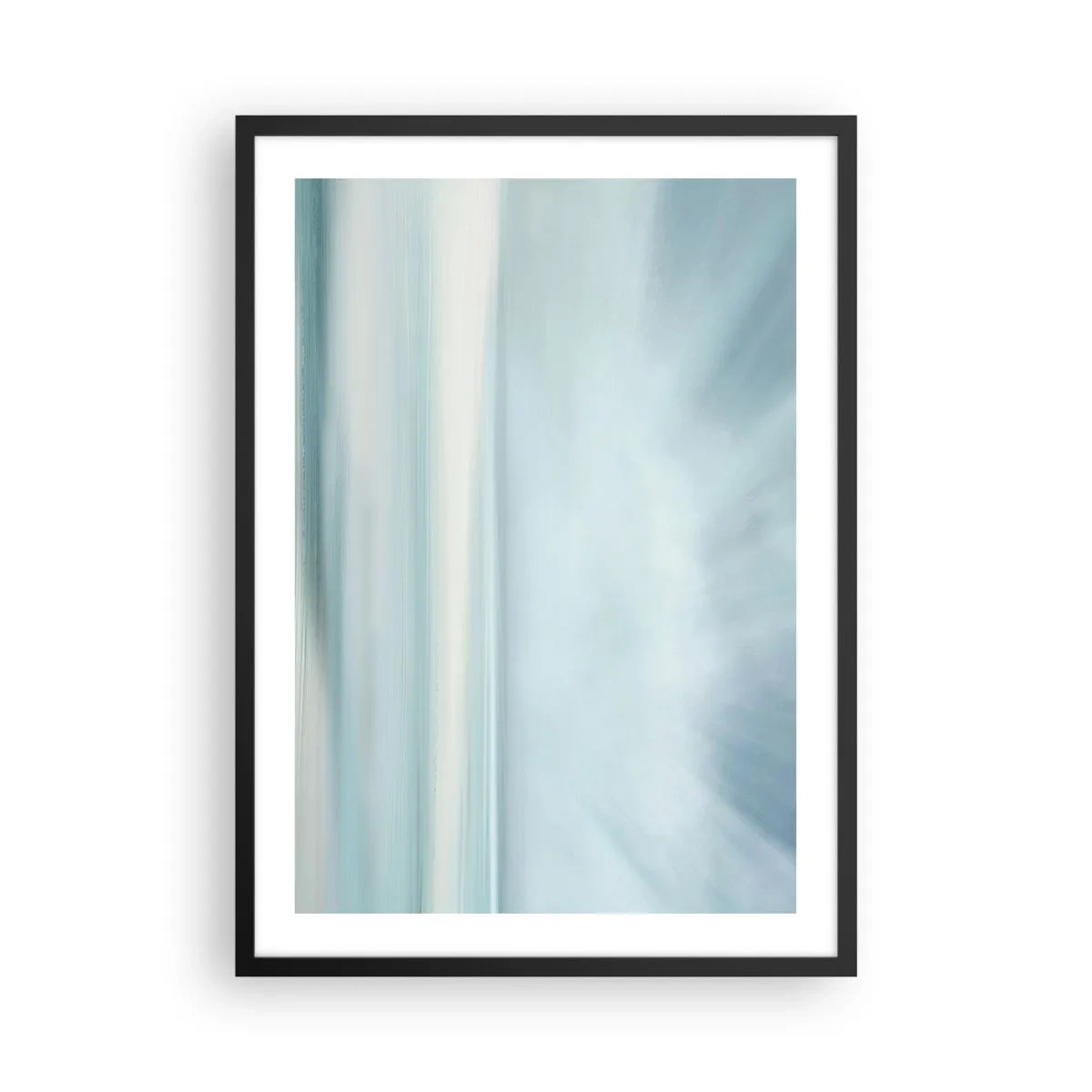 Poster in een zwarte lijst - Subtiele abstractie in tinten blauw en wit - 50x70cm - Vrede tot aan de horizon - Moderne wanddecoratie voor woonkamer en slaapkamer ARTTOR