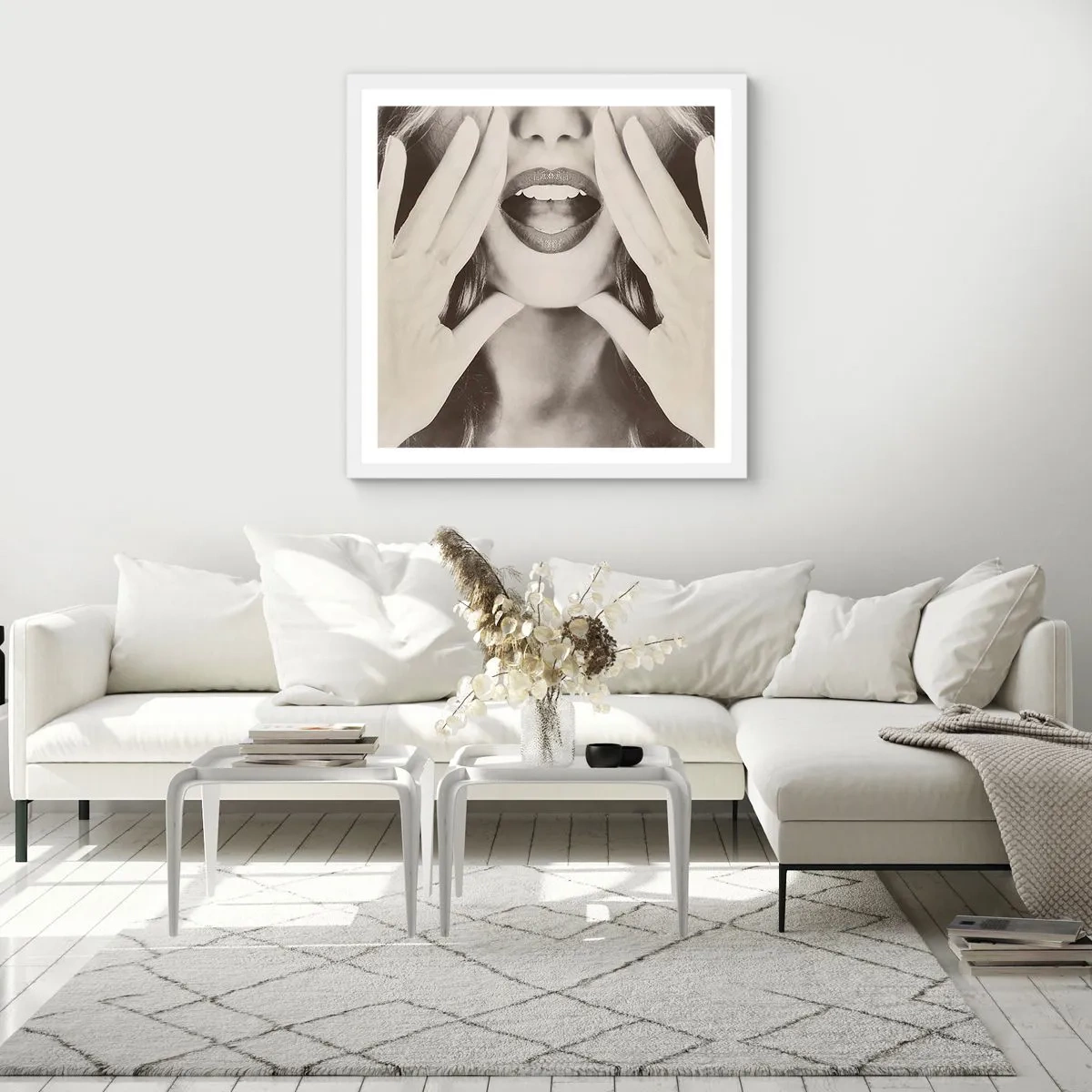 Poster in een witte lijst - Ik kom al! - 60x60 cm