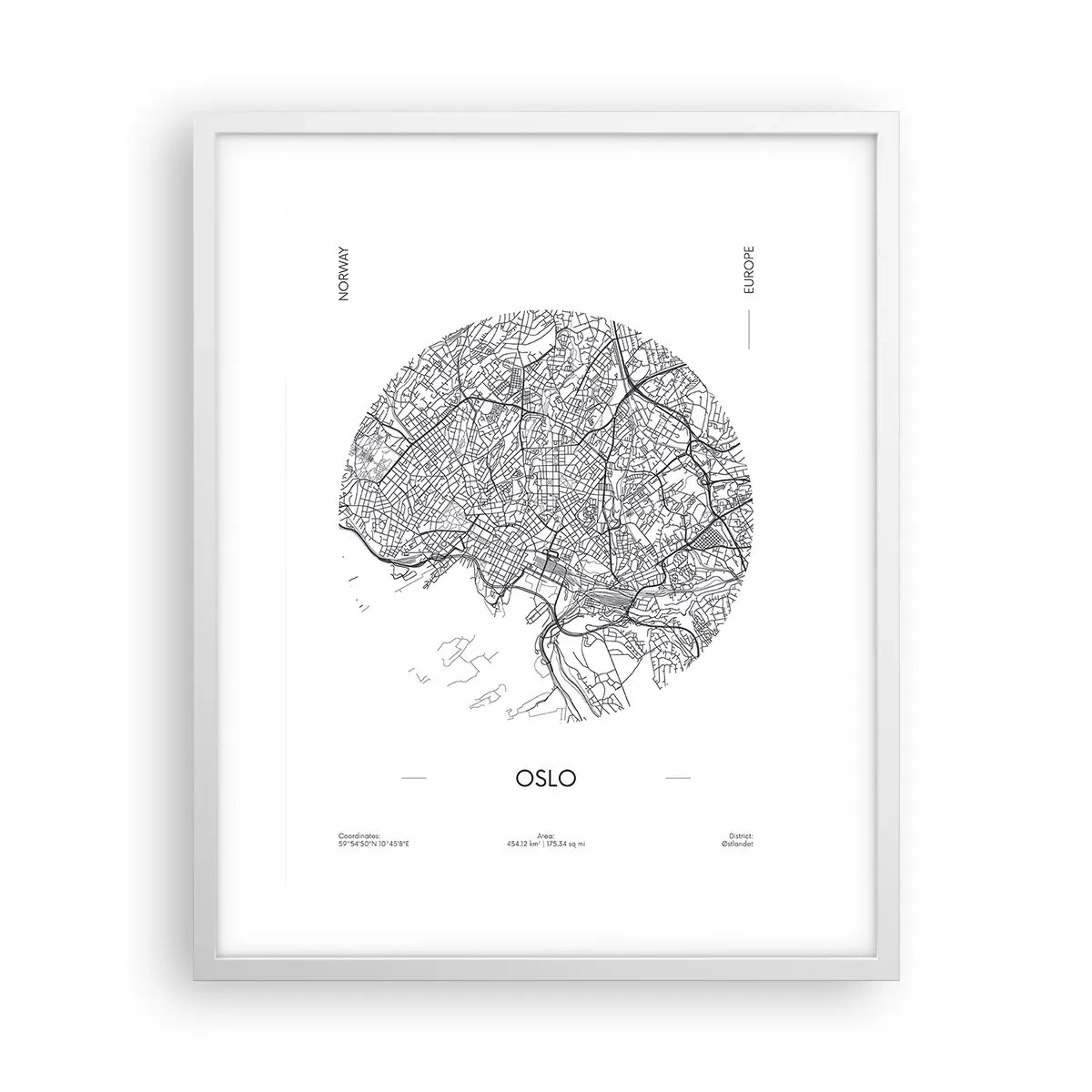 Poster in een witte lijst - Anatomie van Oslo - 40x50 cm