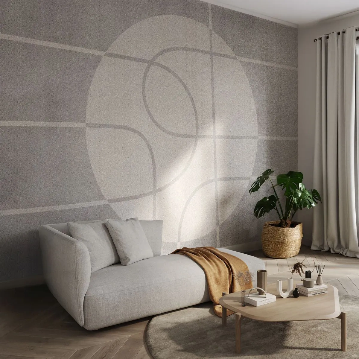 Zelfklevend Fotobehang Deluxe Sticker - Rond en rechtdoor - Helder, Minimalistisch, Wiel - 400x280 cm
