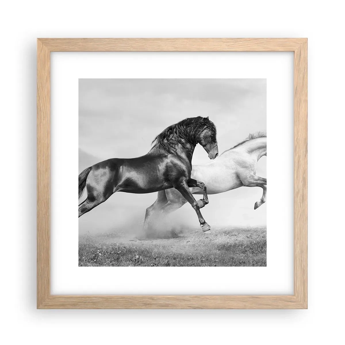 Een poster in een licht eiken lijst - Engelen en duivels - 30x30 cm