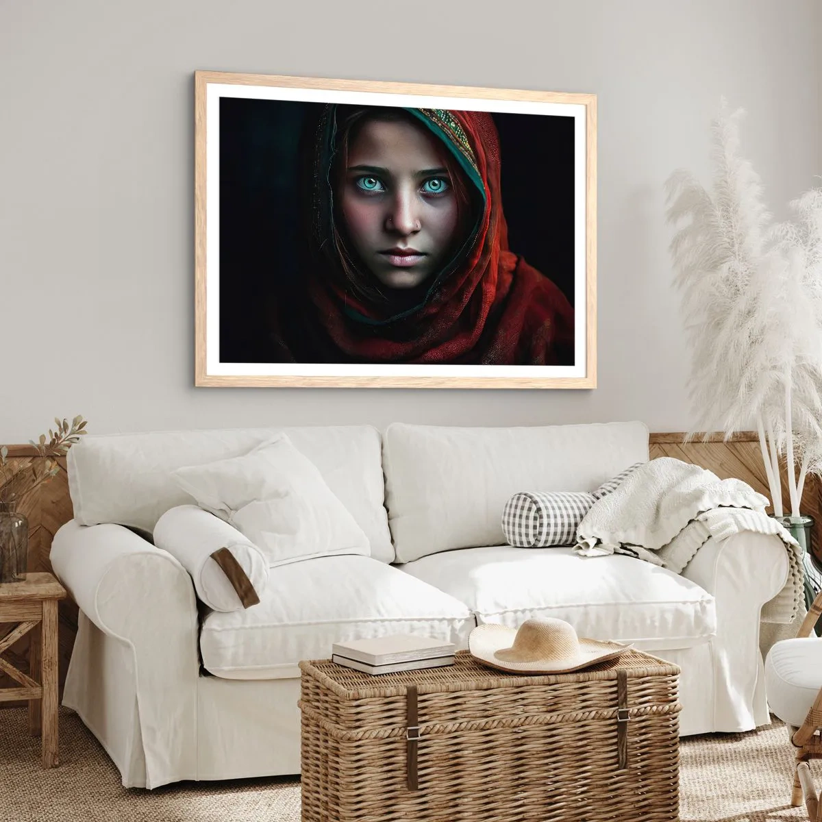 Een poster in een licht eiken lijst - Oosterse prinses - 91x61 cm