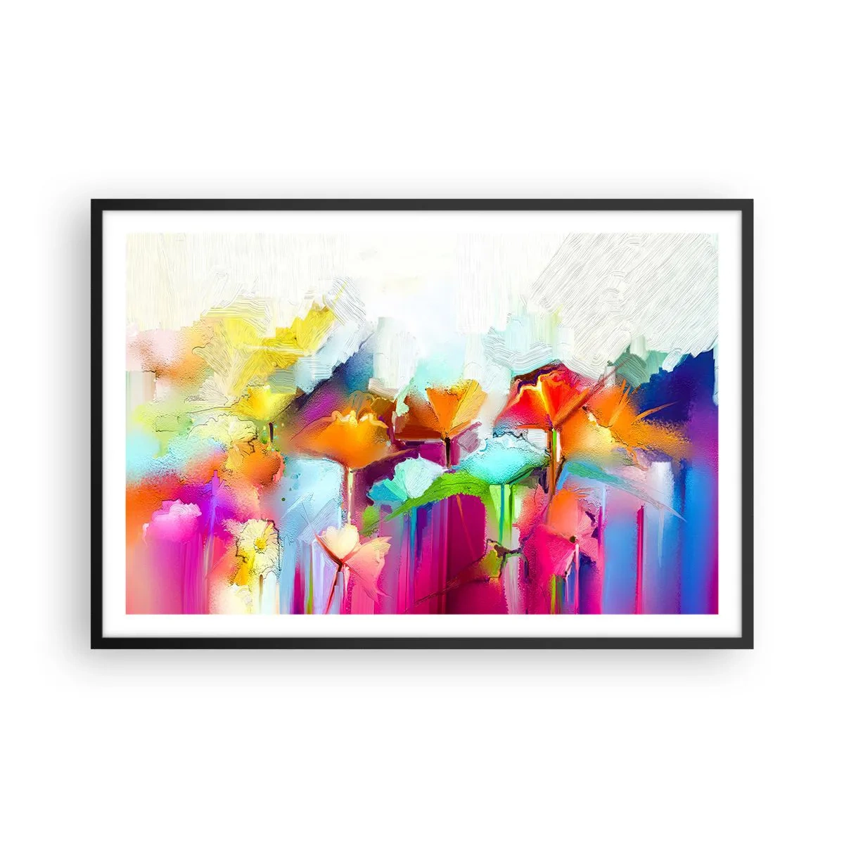 Poster in een zwarte lijst - De regenboog is tot bloei gekomen - 91x61 cm