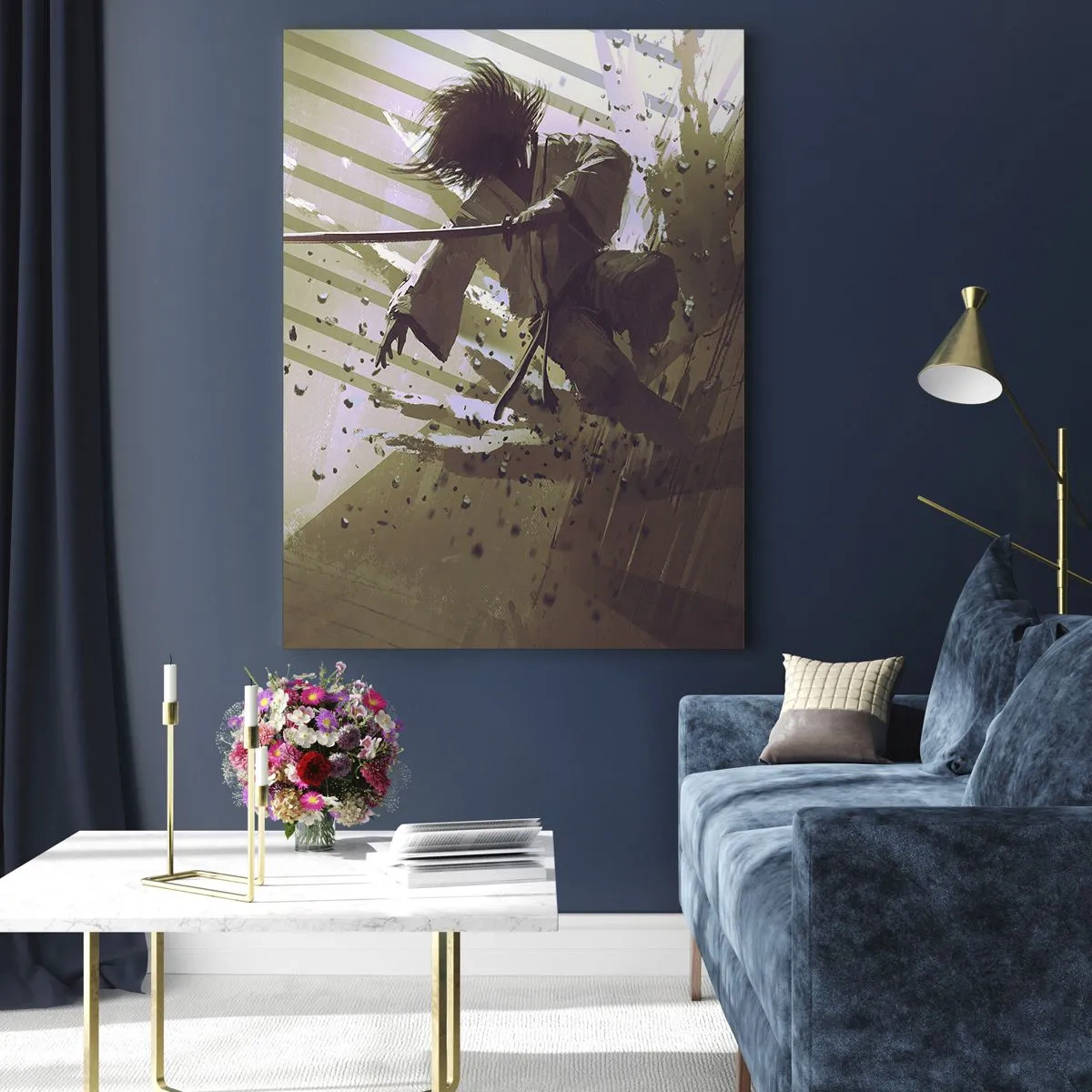 Schilderen op glas - En je kunt een samoerai zijn - 50x70 cm