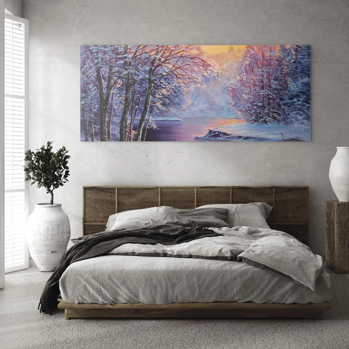 Schilderen op glas - De kleuren van de winter - 100x40 cm