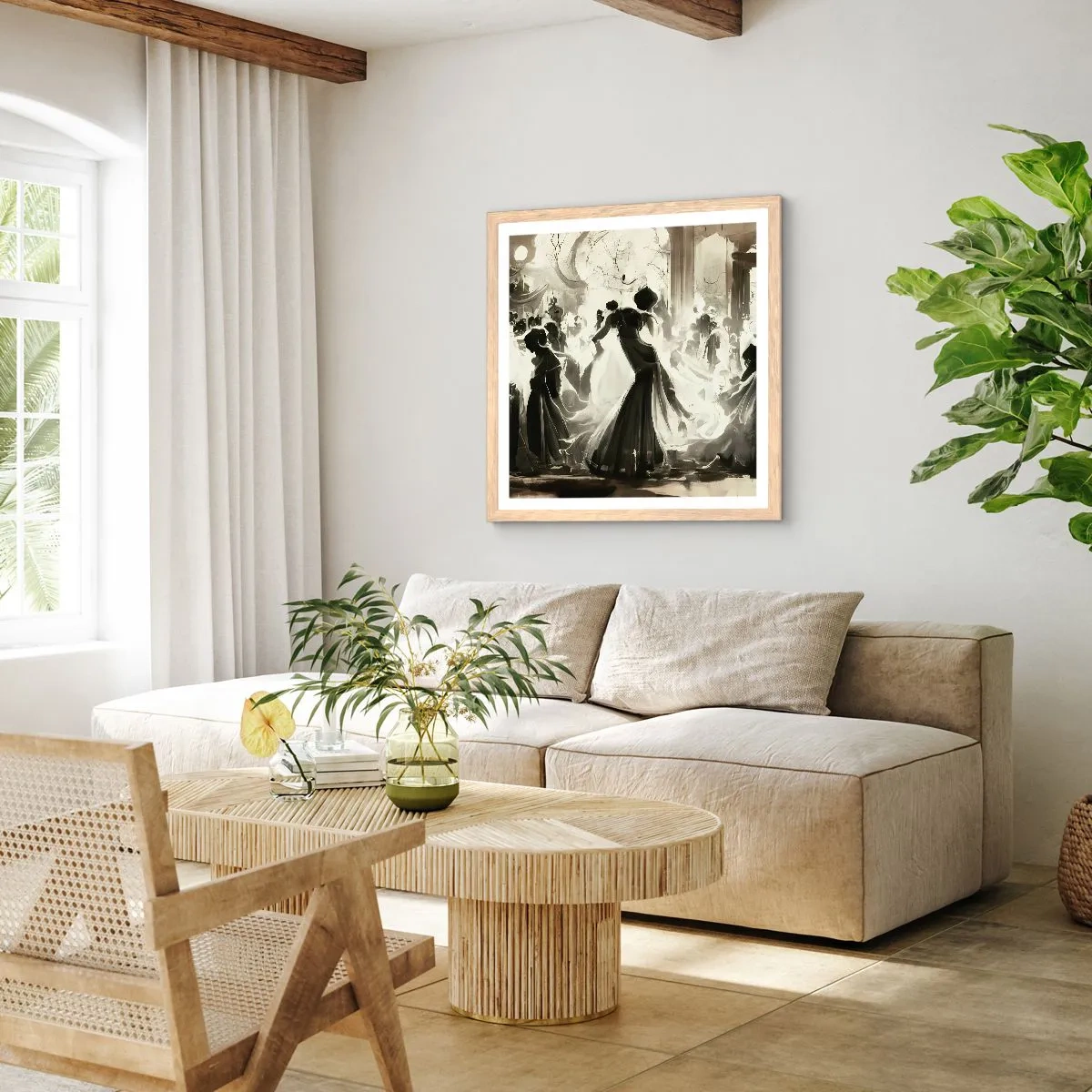 Een poster in een licht eiken lijst - De grote maskerade - 60x60 cm