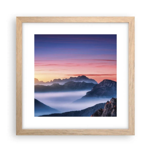 Een poster in een licht eiken lijst - Over de valleien - 30x30 cm