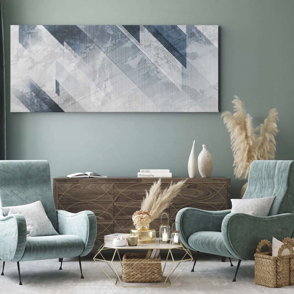 Schilderen op canvas - Ruimtelijke compositie - grijze beweging - 160x50 cm