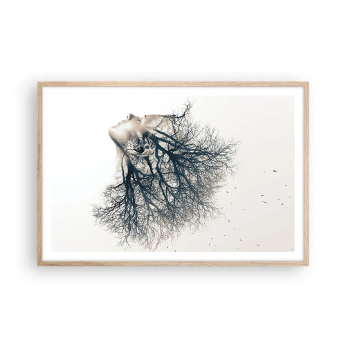 Een poster in een licht eiken lijst - Luisteren naar het gefluister van bomen - 91x61 cm