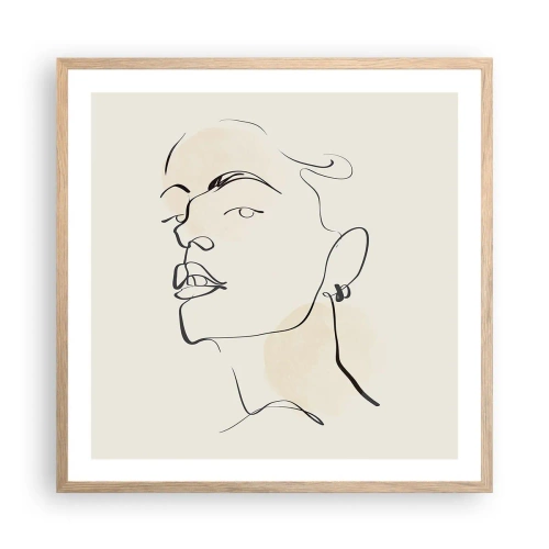 Een poster in een licht eiken lijst - Een trotse blik - 60x60 cm