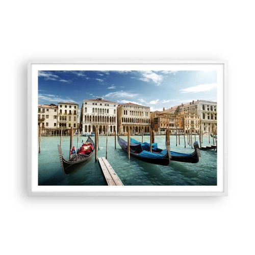 Poster in een witte lijst - Paleizen in het blauw - 91x61 cm