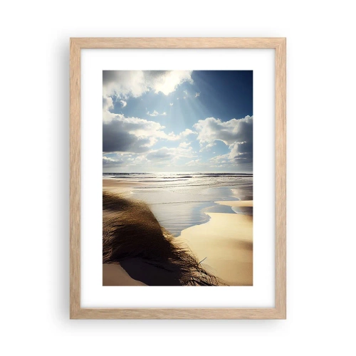 Een poster in een licht eiken lijst - Strand, wild strand - 30x40 cm
