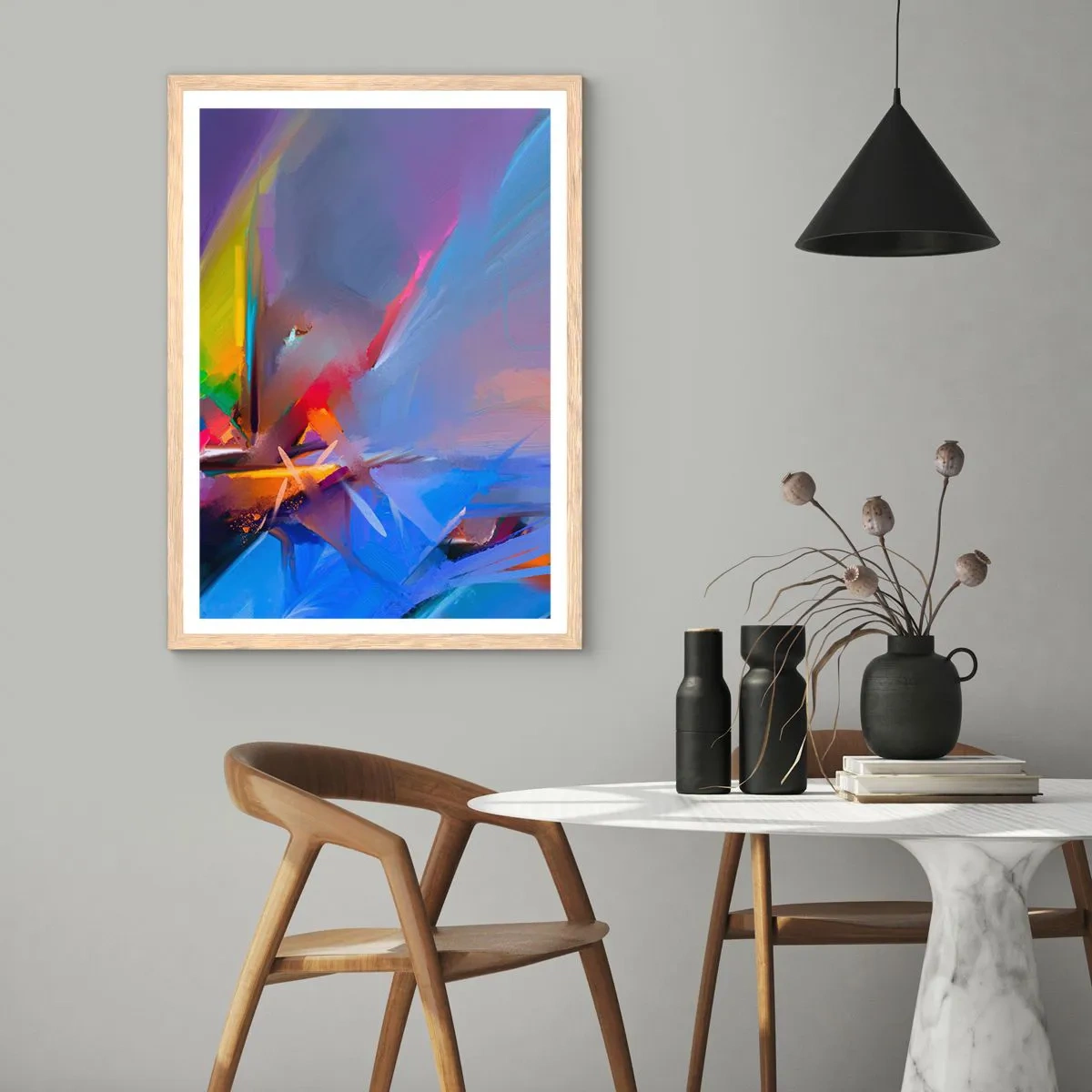Een poster in een licht eiken lijst - Propellers als een vogel - 40x50 cm
