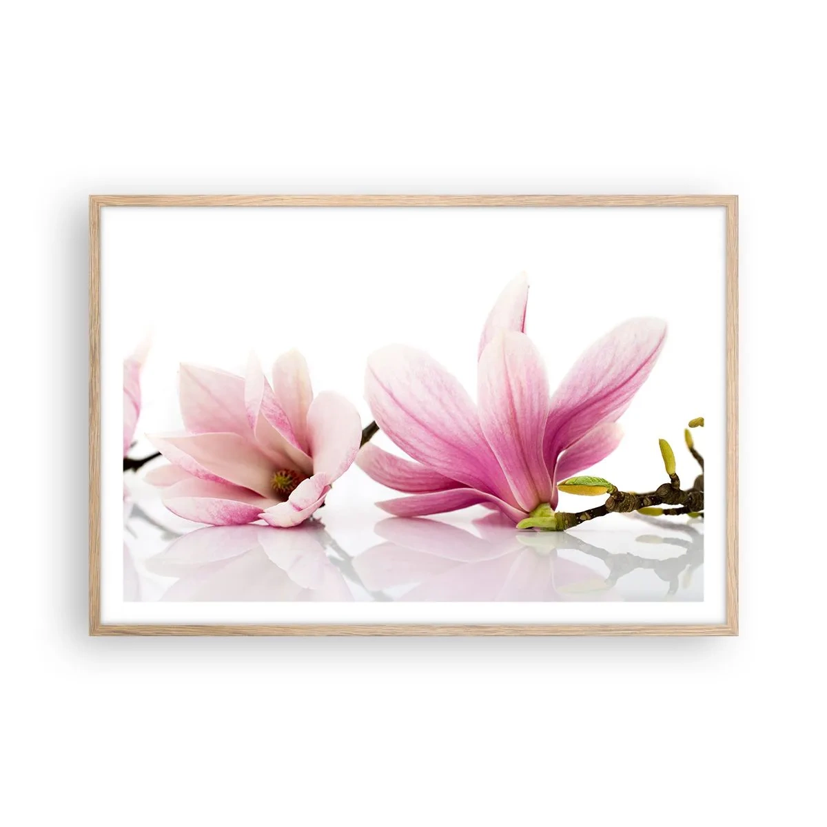 Een poster in een licht eiken lijst - Delicaat als een lentebriesje - 91x61 cm