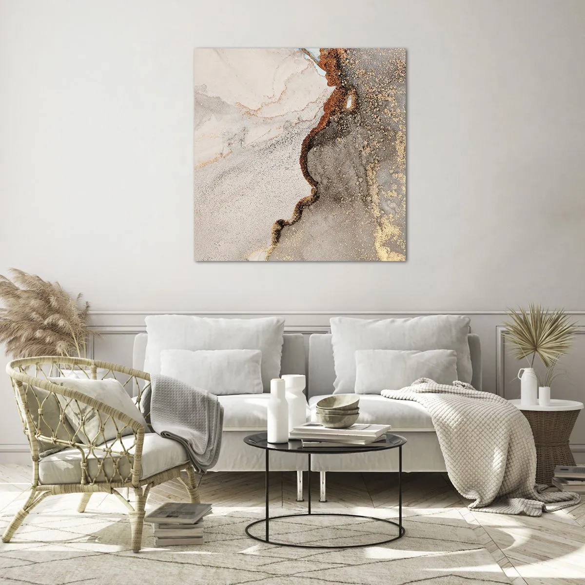 Schilderen op glas - Op de grens van kleuren - 70x70 cm