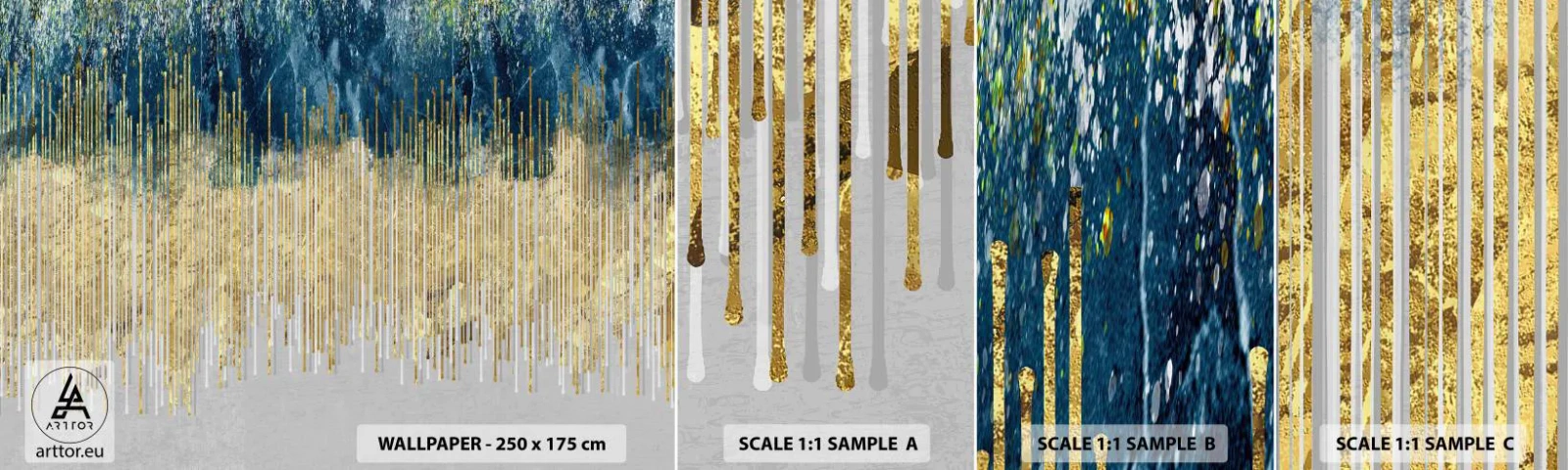 Fotobehang Monster Zelfklevend Deluxe Sticker - Vergulde grens - Deel, Art-deco, Modern - 100x30 cm