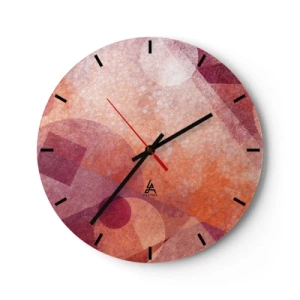 Wandklok - Klok - Geometrische patronen in tinten roze en oranje - 30x30cm - Geometrische transformaties in roze - Moderne wanddecoratie voor woonkamer, keuken en slaapkamer ARTTOR