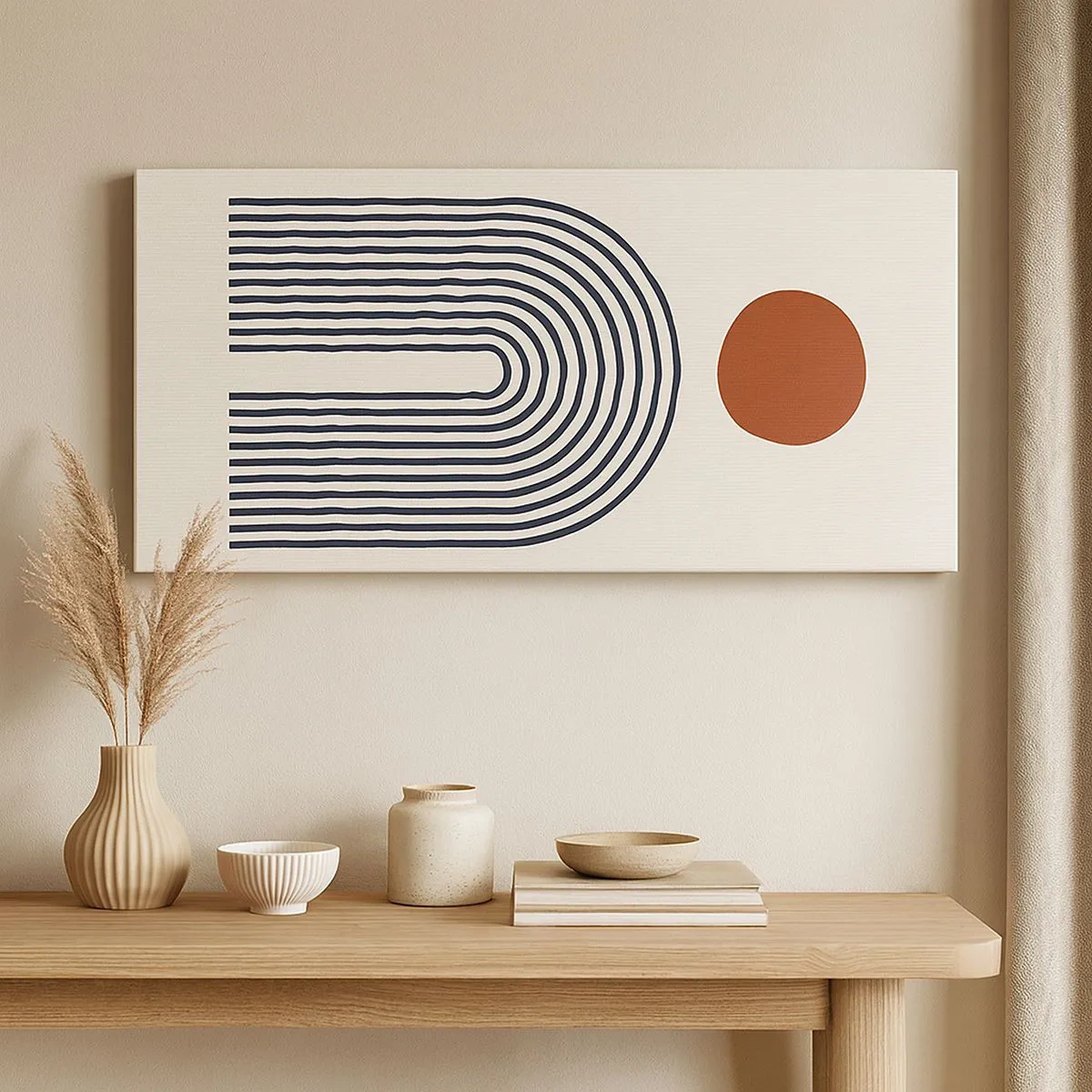 Schilderen op canvas - Magnetisme van vormen en kleuren - 100x40 cm