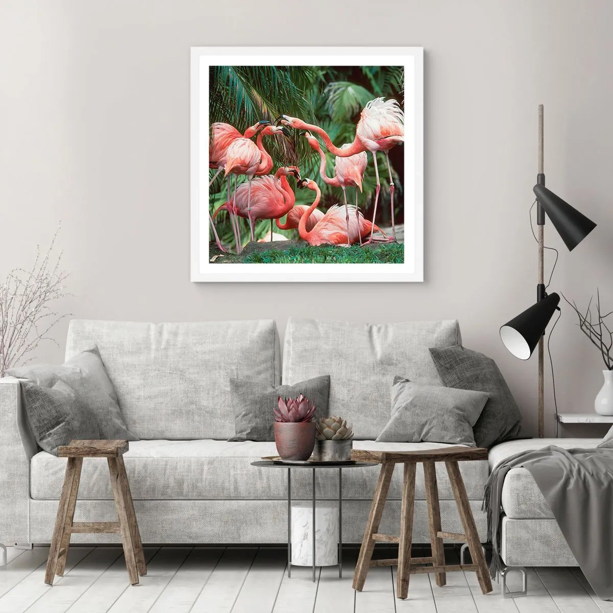 Poster in een witte lijst - Middag roddels - 30x30 cm