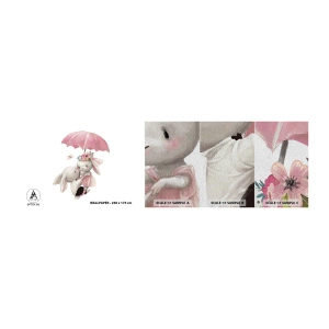 Fotobehang Monster Premium Sand - Dit is liefde - Voor kinderen, Konijnen, Sprookje - 100x30 cm