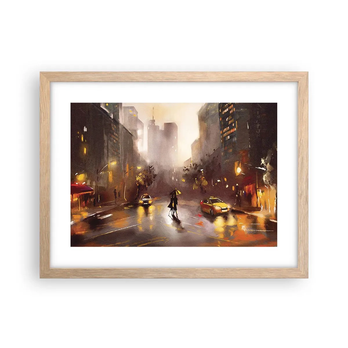Een poster in een licht eiken lijst - In de lichten van New York - 40x30 cm