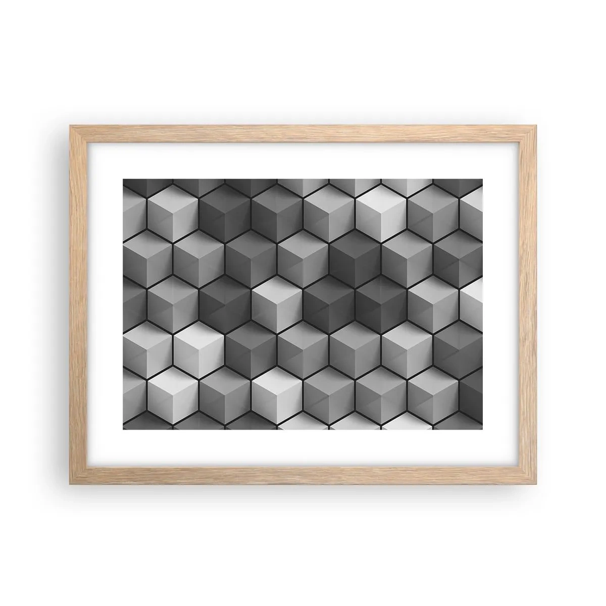 Een poster in een licht eiken lijst - Kubistische puzzel - 40x30 cm
