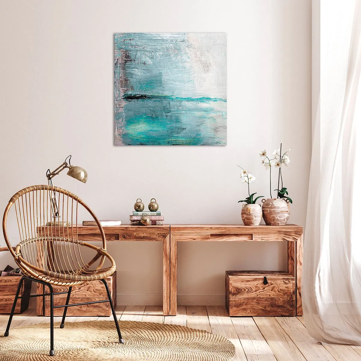 Schilderen op canvas - Horizontaal in blauw - 50x50 cm