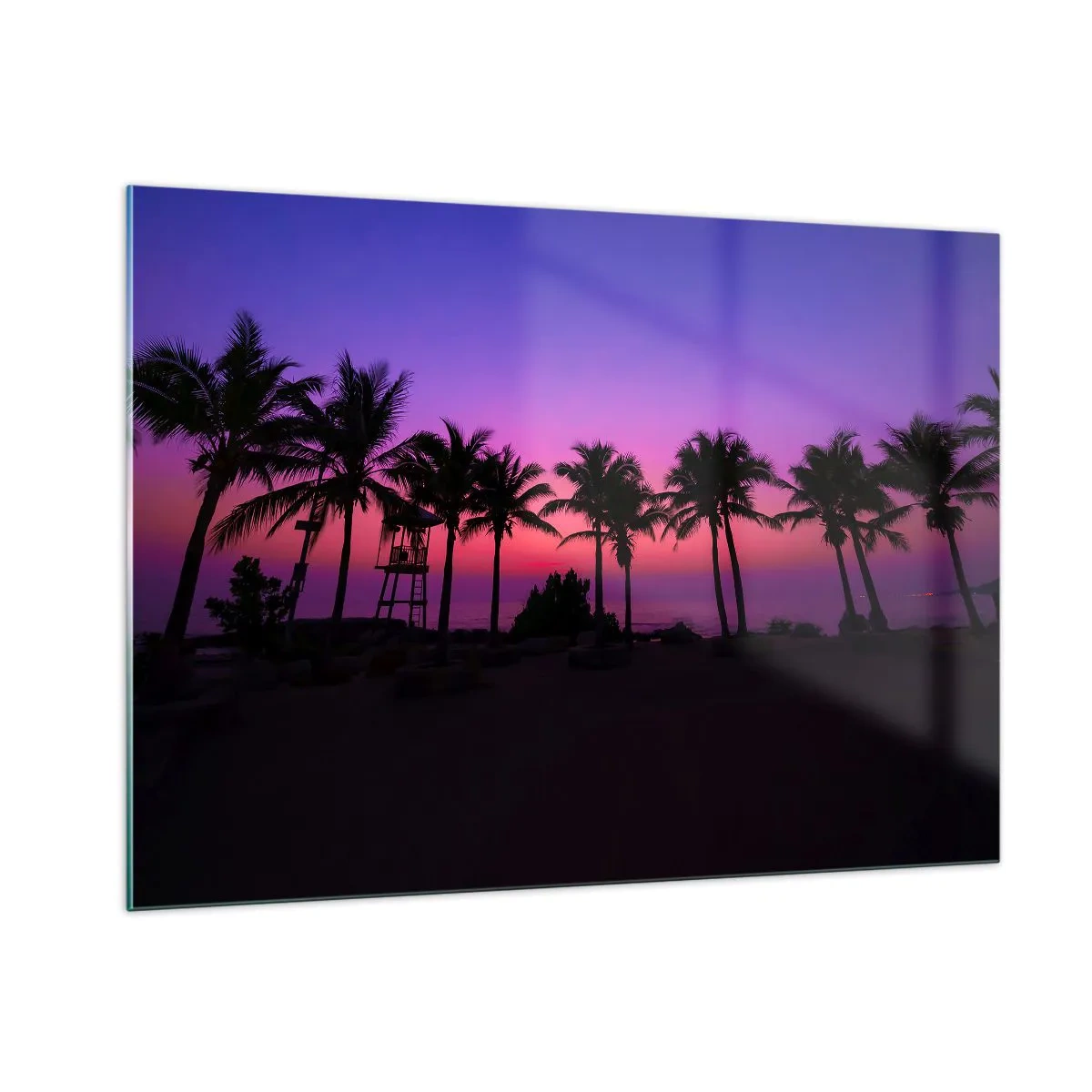 Schilderen op glas - Avond onder de palmbomen - 100x70 cm