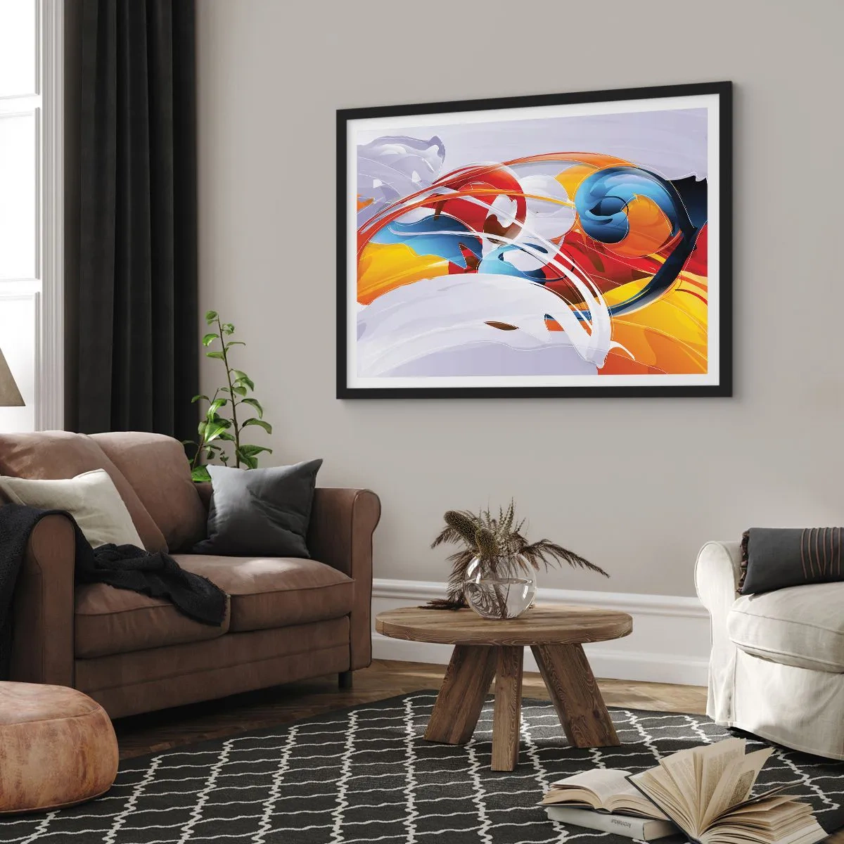 Poster in een zwarte lijst - De dans van de elementen - 70x50 cm