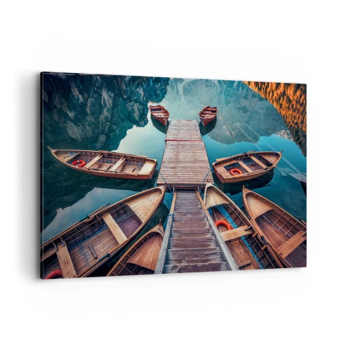 Schilderen op canvas - Ik wacht bij de jachthaven - 100x70 cm