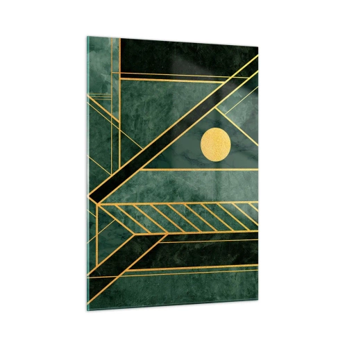 Schilderen op glas - Dynamiek van goud en azuur - 50x70 cm