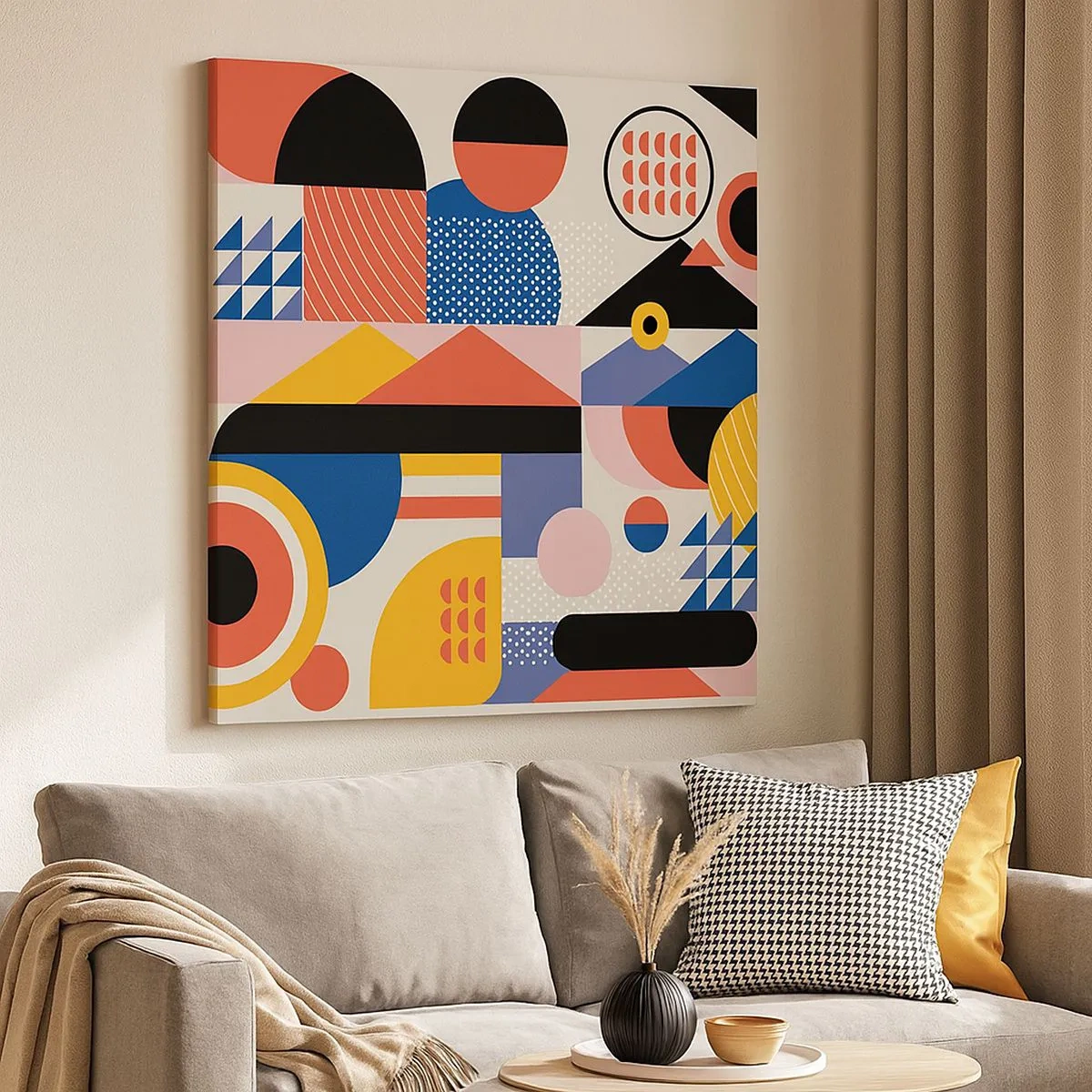 Schilderen op canvas - Compositie: speel rond - 30x30 cm