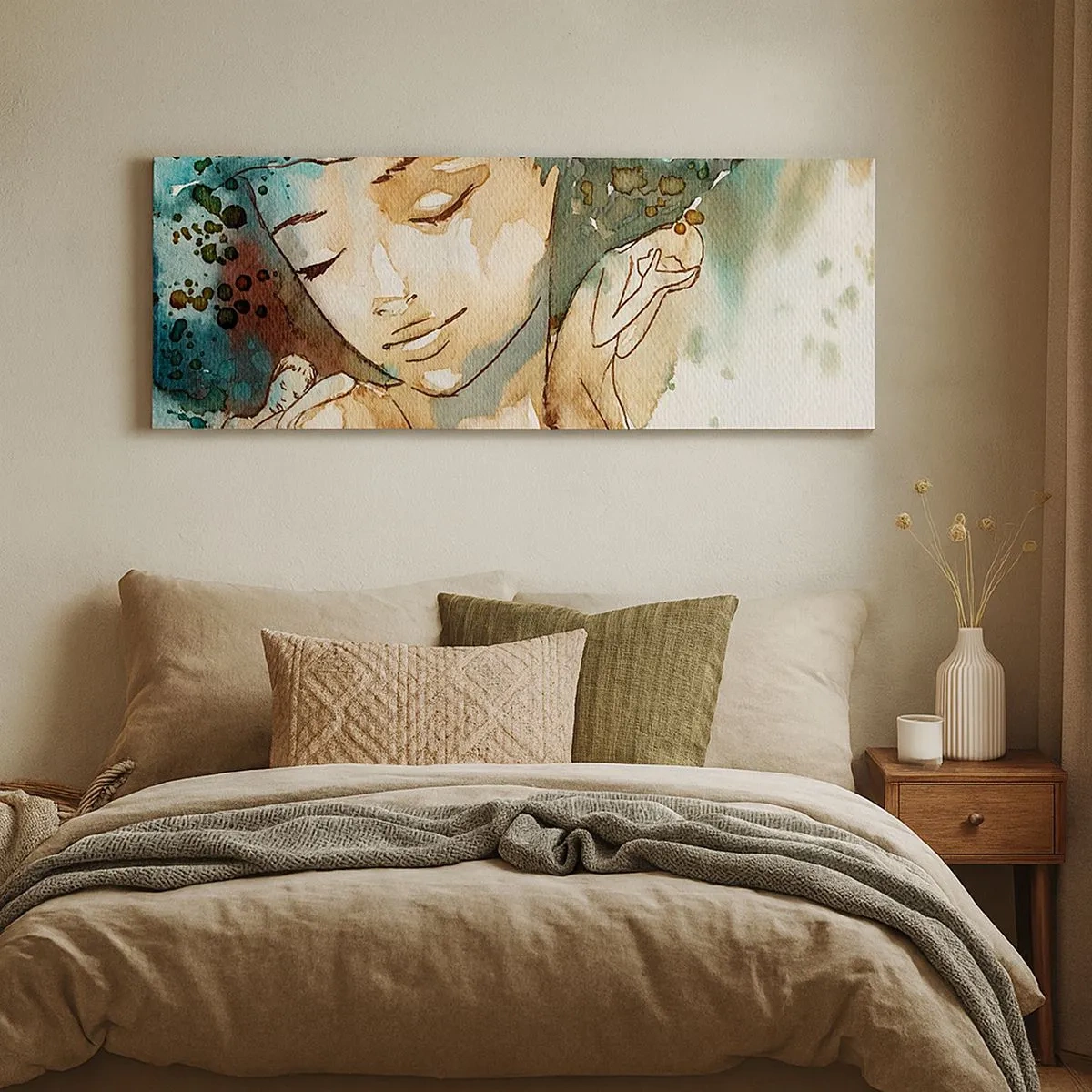 Schilderen op canvas - Dame in het blauw - 100x40 cm