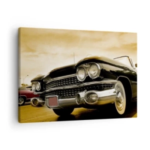 Schilderen op canvas - Een oldtimer met een retro-look en chromen details. - 70x50cm - Klassiekers gaan nooit voorbij - Moderne wanddecoratie voor woonkamer en slaapkamer ARTTOR