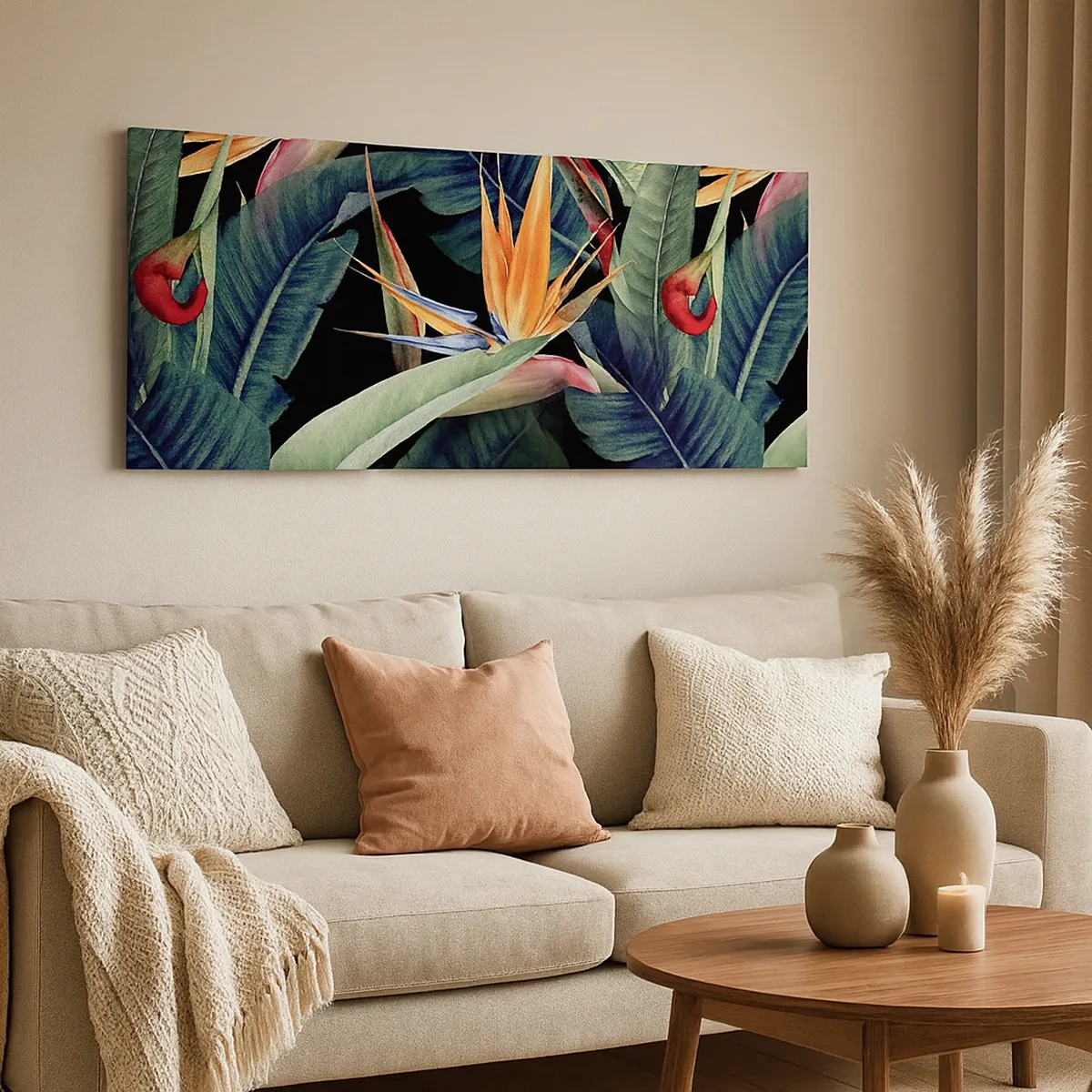 Schilderen op canvas - Vlammende bloemen van de tropen - 30x30 cm