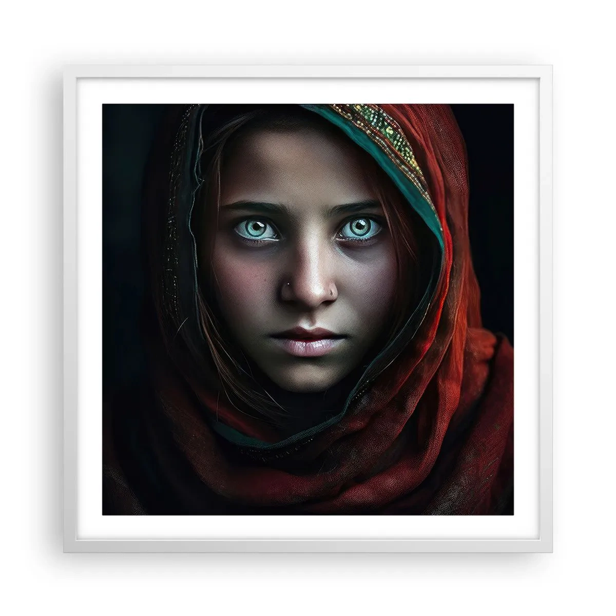 Poster in een witte lijst - Oosterse prinses - 60x60 cm