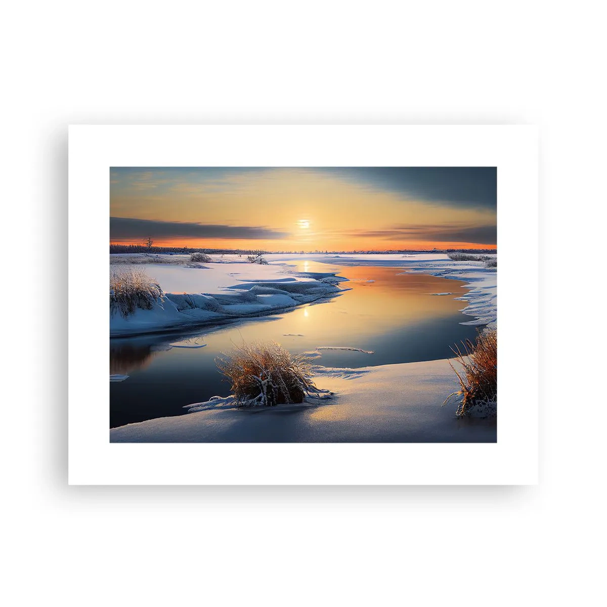 Poster - Winterse zonsondergang - 40x30 cm
