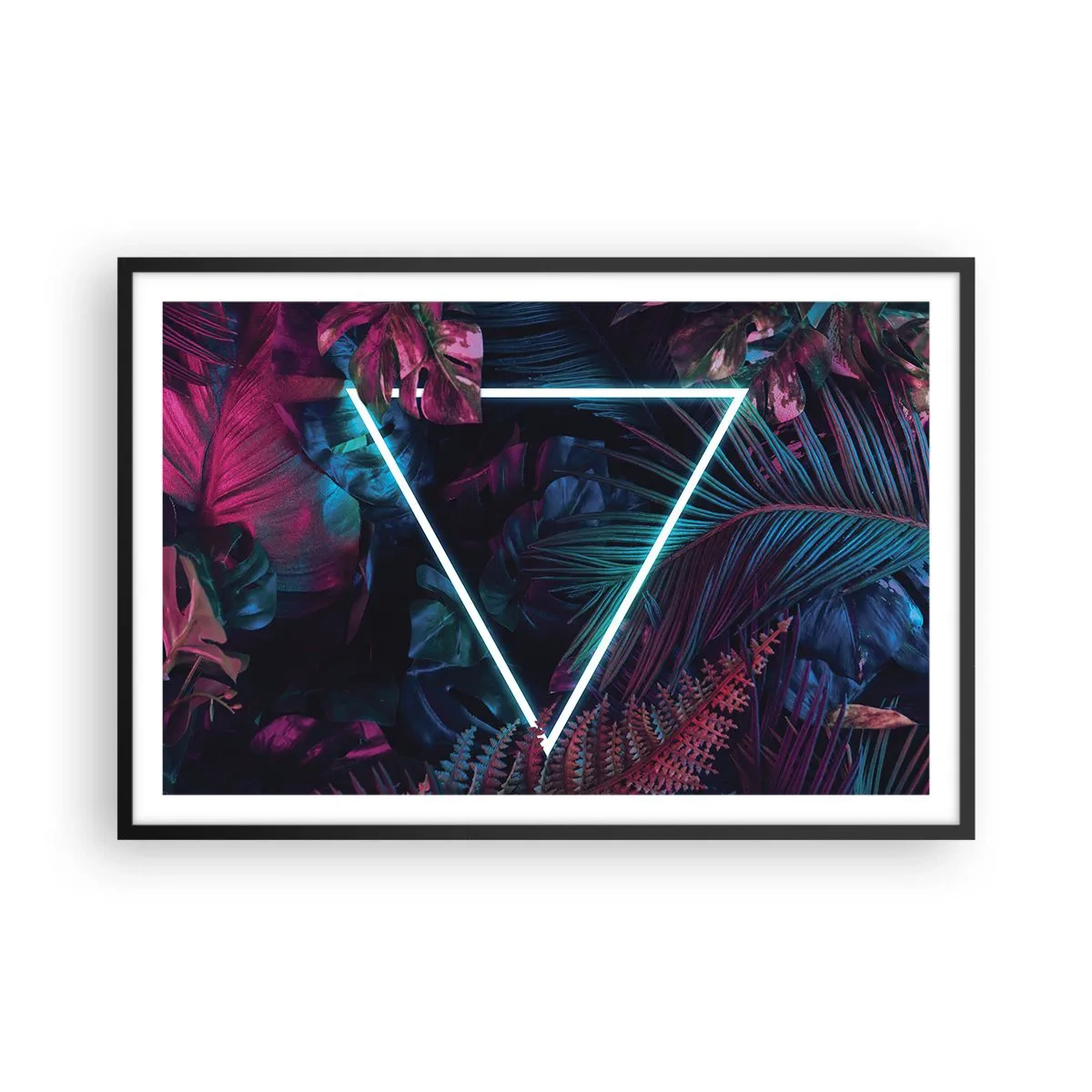 Poster in een zwarte lijst - Disco-achtige tuin - 91x61 cm
