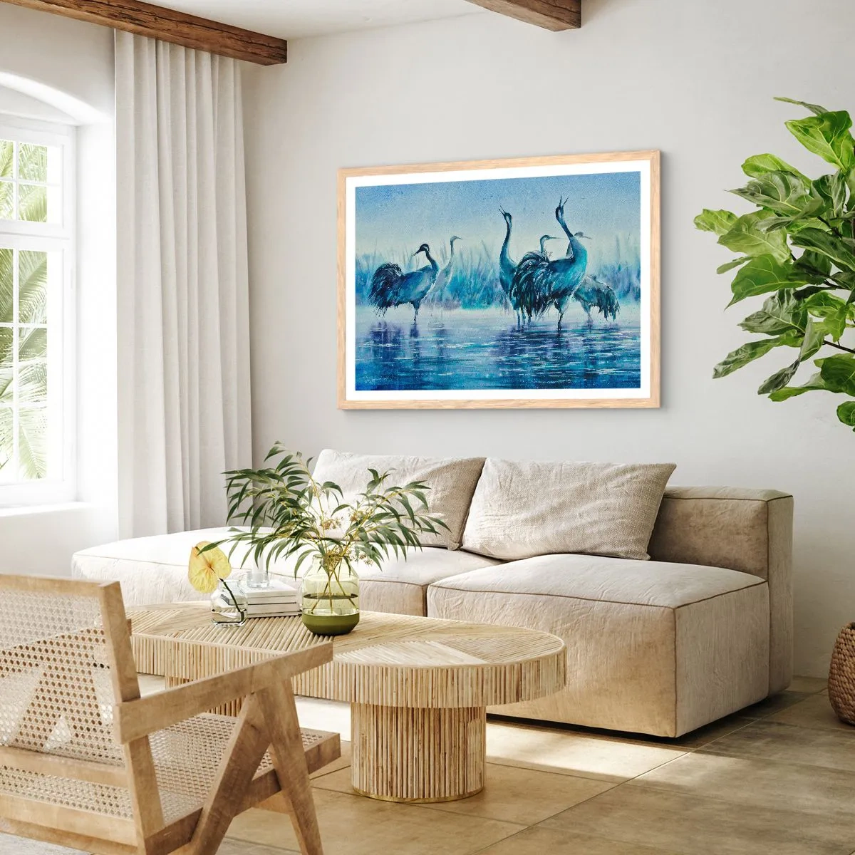 Een poster in een licht eiken lijst - Ochtendvergadering - 40x30 cm