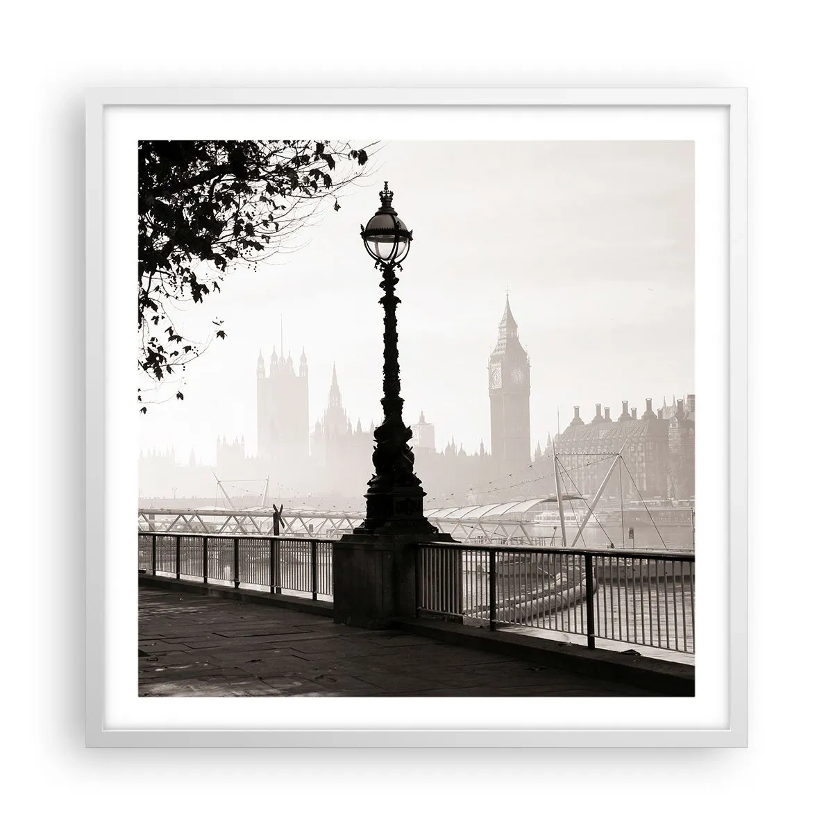 Poster in een witte lijst - Ochtend in Londen - 60x60 cm