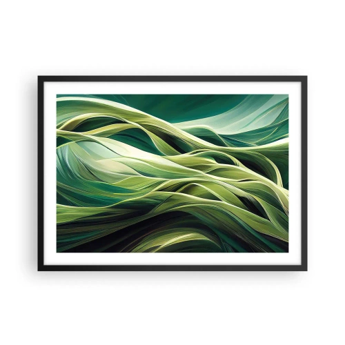 Poster in een zwarte lijst - Abstract groen spel - 70x50 cm