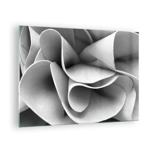 Schilderen op glas - Zwart-wit close-up van abstracte spiraalvormen - 70x50cm - Het gebeurt in de ruimte - Moderne wanddecoratie voor woonkamer en slaapkamer ARTTOR