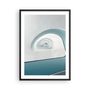 Poster in een zwarte lijst - Moderne gebogen lijnen en architectonische structuren in felle kleuren - 50x70cm - Naar de bodem van de blauwe - Moderne wanddecoratie voor woonkamer en slaapkamer ARTTOR