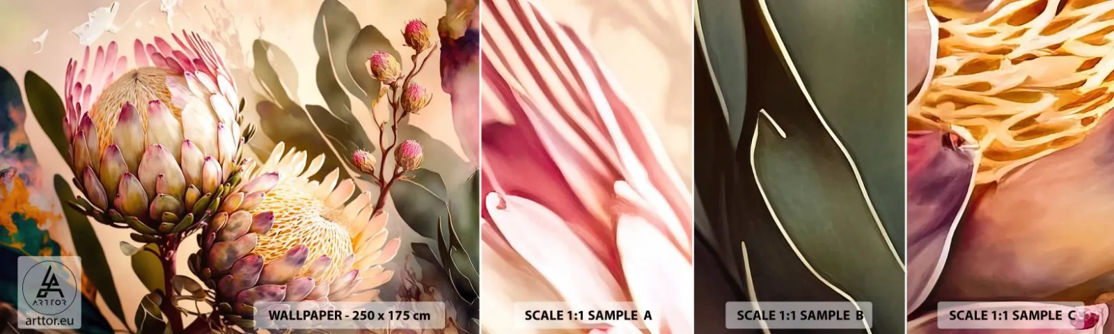 Fotobehang Staaltje Standard Eco - Teeder omarmd - Bloemen, Planten, Plantkunde - 100x30 cm