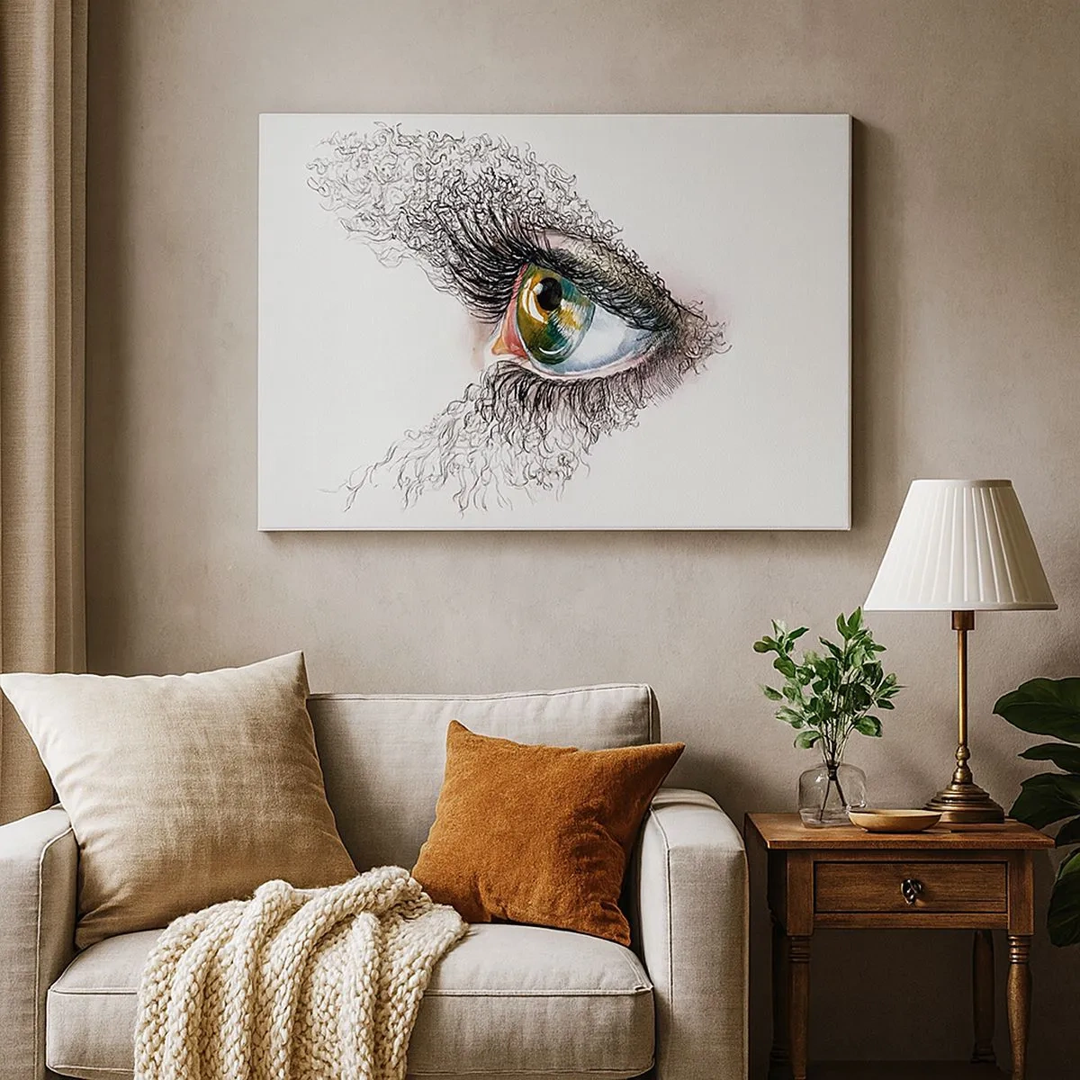 Schilderen op canvas - Een artistiek oog met een geelgroene iris en ingewikkelde details. - 70x50cm - Kijk recht in de ziel - Moderne wanddecoratie voor woonkamer en slaapkamer ARTTOR