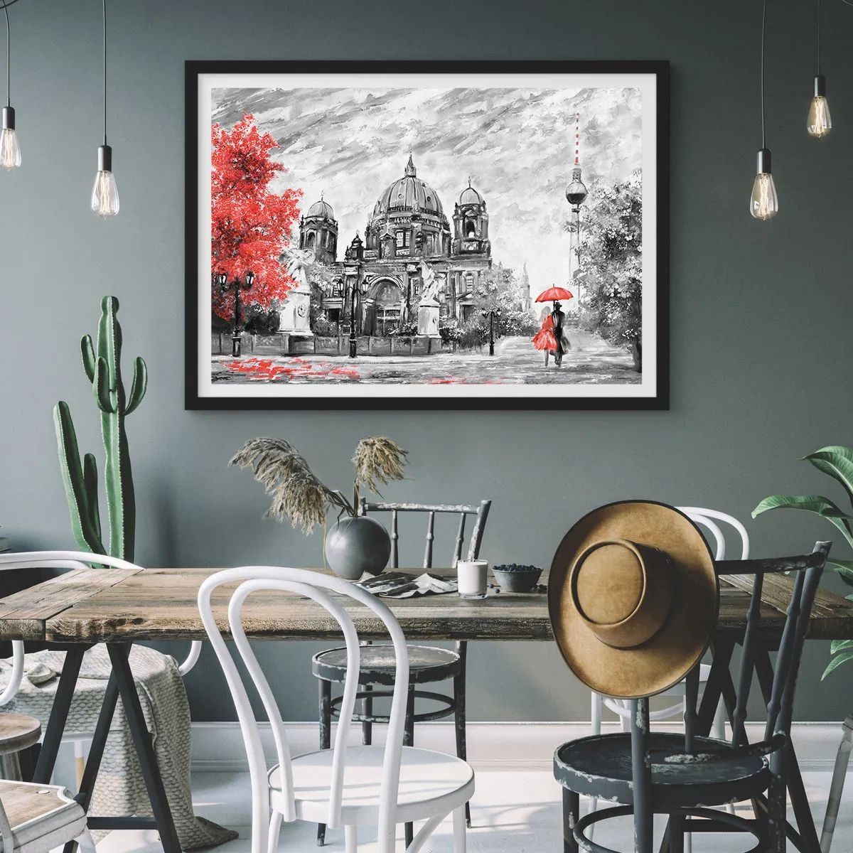 Poster in een zwarte lijst - Berlijn bijeenkomst - 40x30 cm