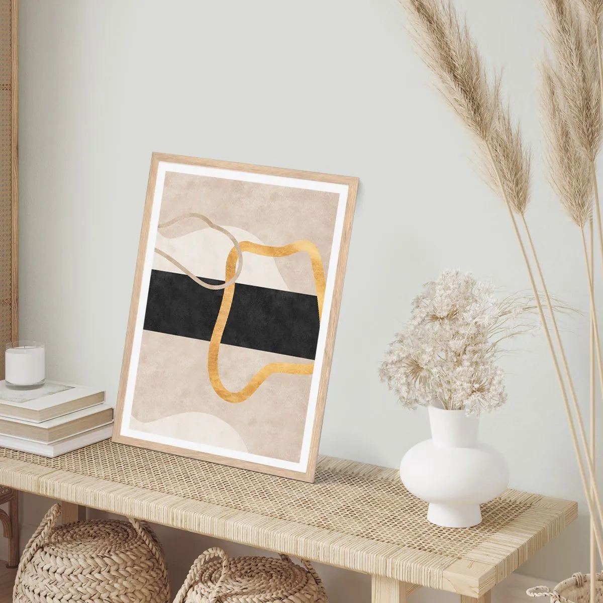 Een poster in een licht eiken lijst - Verwarde vormen - 61x91 cm